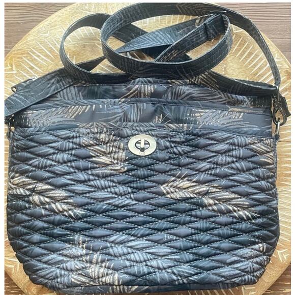 lug Handbags - Adagio quilted bubble adjustable crossbody by LUG in Tropical Fog RFID